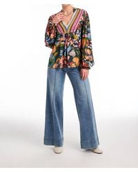 Fdj - V-Neck Mixed Media Top - Lyst