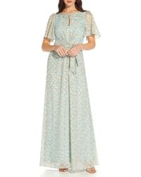 Adrianna Papell - Chiffon Floral Print Maxi Dress - Lyst