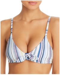 Splendid - Line Of Sight Striped V-neck Bikini Swim Top - Lyst