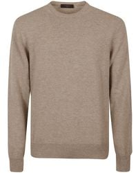 Zanone - Textured Wool Crew Neck Sweater With Relaxed Fit - Lyst