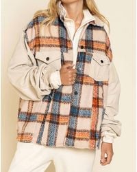 Pol - Collared Button Down Plaid Shacket - Lyst