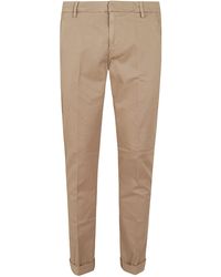 Dondup - Tailored Stretch Cotton Trousers With Cuffed Hems - Lyst