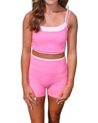 Kimberly C - Double The Layered Tank And Biker Shorts Set - Lyst