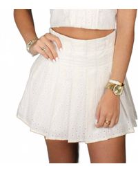 If So - Eyelet Pleated Mini Skirt - Lyst