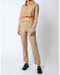 Olivaceous - Faux Leather Straight-Leg Pants - Lyst