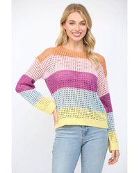 Fate - Maggie Striped Open Weave Sweater - Lyst