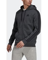 adidas Regular Essentials Fleece 3-stripes Full-zip Hoodie - Black