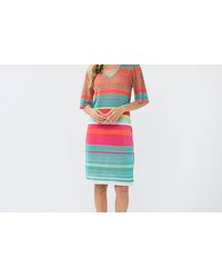 EsQualo - Stripe Vneck Knit Dress - Lyst