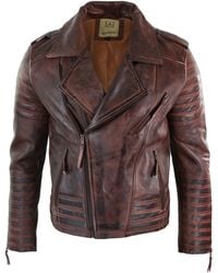 TruClothing - Cross Zip Biker Jacket Leather - Lyst
