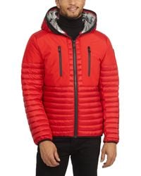 Pajar - Finn Lightweight Mixed Media Puffer With Fixed Hood - Lyst