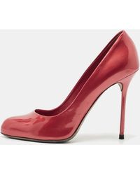 Sergio Rossi - Metallic Patent Leather Round Toe Pumps - Lyst
