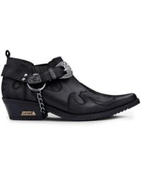 Etor - Leather Western Shoes Snake Pattern Metal Chain - Lyst