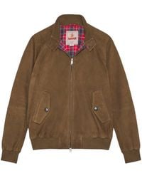 Baracuta - Suede Bomber Jacket With Tartan Lining - Lyst