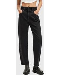 AllSaints - Hailey Frayed Hem Denim Straight Jean - Lyst
