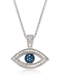 Ross-Simons - Blue And White Diamond Evil Eye Pendant Necklace - Lyst