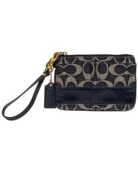 COACH - Signature Canvas And Patent Leather Wristlet Clutch - Lyst