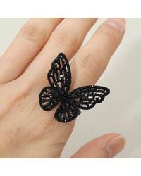 Fashnzfab - Cz Stone Embellished Butterfly Stretch Ring - Lyst