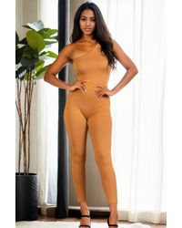 TRUEDAMES - Solid Color One Shoulder Jumpsuit - Lyst