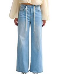Q2 - Adjustable Drawstring Waist Wide Leg Pants - Lyst