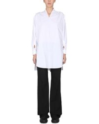 Raf Simons - V-Neck Cotton Top With Bow-Detail Collar - Lyst
