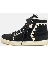 Sophia Webster - Monochrome Suede And Patent Leather Riko High Top Sneakers - Lyst