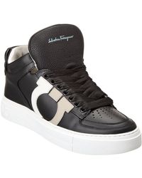 Ferragamo - Perforated Leather High-Top Sneakers - Lyst