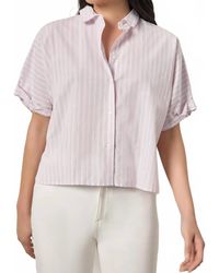 Lilla P - Striped Oversized Button Down Dolman Top - Lyst