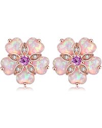 Liv Oliver - 18k Rose Gold Multi Opal Stud Earrings - Lyst