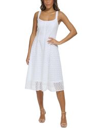 Donna Morgan - Eyelet Cotton Fit & Flare Dress - Lyst