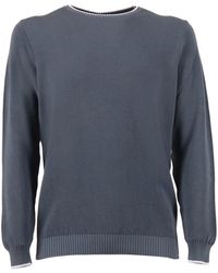 Fedeli - Crew-Neck L-S Knitted Sweater Cotton Crewneck - Lyst