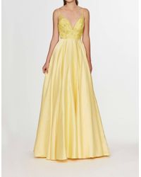 Angela & Alison - Sleeveless Low Scoop Back Beaded Satin Gown - Lyst