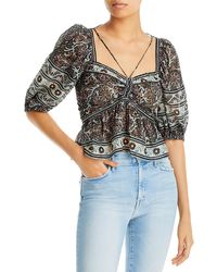 Sea - Marlee Print Top Ruched Floral Print Blouse - Lyst