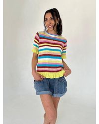 Easel - Sunnie Striped Knit Top - Lyst