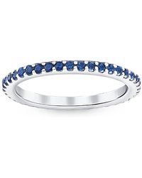 Pompeii3 - 3/4ct Blue Sapphire Stackable Ring Wedding Band 10k White Gold - Lyst