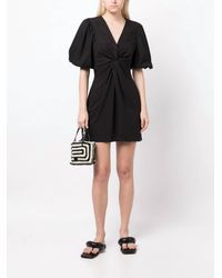 Cinq À Sept - Bette V-Neck Poplin Puff Sleeves Mini Dress - Lyst