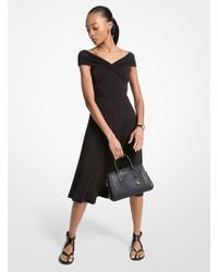 MICHAEL Michael Kors - Mk Stretch Viscose Off-The-Shoulder Midi Dress - Lyst