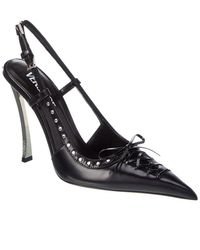 Versace - Laced Pin-point Leather Slingback Pump - Lyst