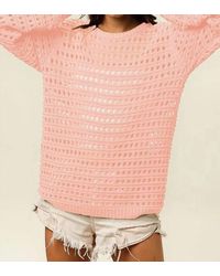 Bibi - Crew Neck Open Knit Sweater Top - Lyst