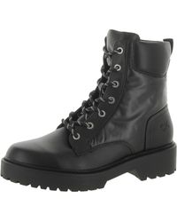 Calvin Klein - Sallon Faux Leather Round Toe Combat & Lace-up Boots - Lyst