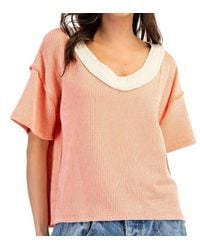 Eesome - Textured Contrast V-Neck Top - Lyst