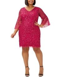 Adrianna Papell - Plus Sequined Short Cocktail And Party Dress - Lyst