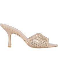 Stuart Weitzman - Bareitall Shine Slide 85 Sculptural-Heel Leather Sandals - Lyst