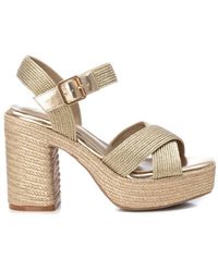 Xti - Heeled Jute Platform Sandals - Lyst