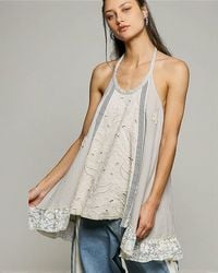 Pol - Halter Double Gauze Lace Top - Lyst