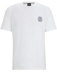BOSS - Cotton-jersey Regular-fit T-shirt With Double Monogram - Lyst