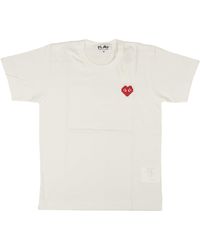 COMME DES GARÇONS PLAY - White Cotton Logo Patch Heart T Shirt - Lyst