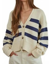 By Together - Knit Sweater Striped Button Down Cardigan - Lyst