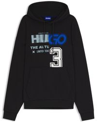 HUGO - Cotton-Terry Hoodie With Mixed Artwork Print - Lyst