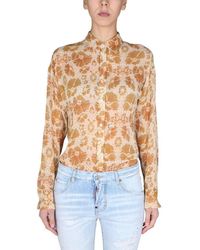 DSquared² - Textured Crepe Shirt With Classic Collar - Lyst
