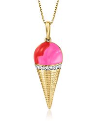 Ross-Simons - Diamond And Multicolored Enamel Ice Cream Cone Pendant Necklace - Lyst
